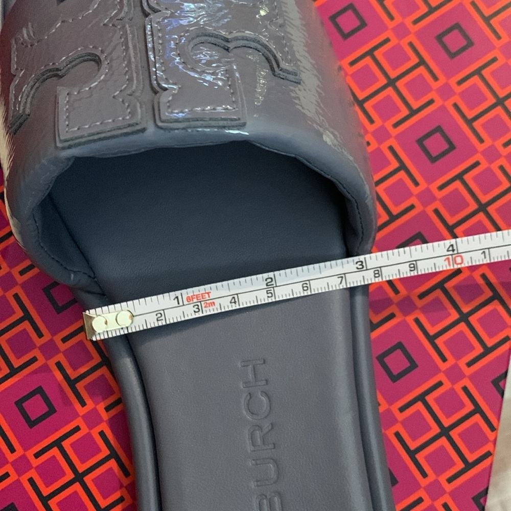 Tory Burch Double T Logo Flat Slide Sandals - Picture 8 of 9
